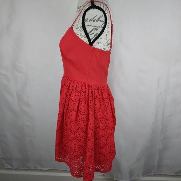 Gianni Bini GB |  Lace Spaghetti Strap Fit & Flare Mini Dress Red | Size M - Picture 5 of 11